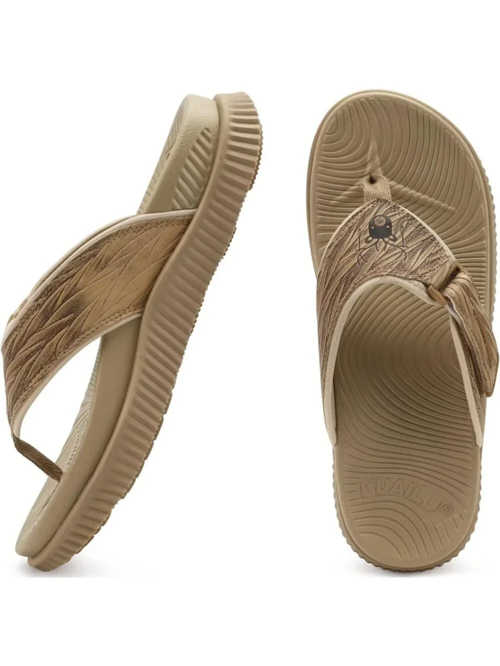 Men's Beige Orthotic Cushion Flip Flops Athletic Recovery Foam Walking Sandals